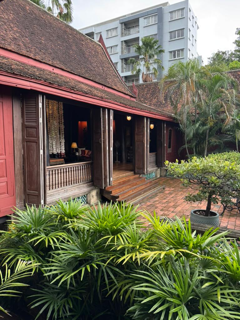 Teak house, open shutters, Jim Thompson House.