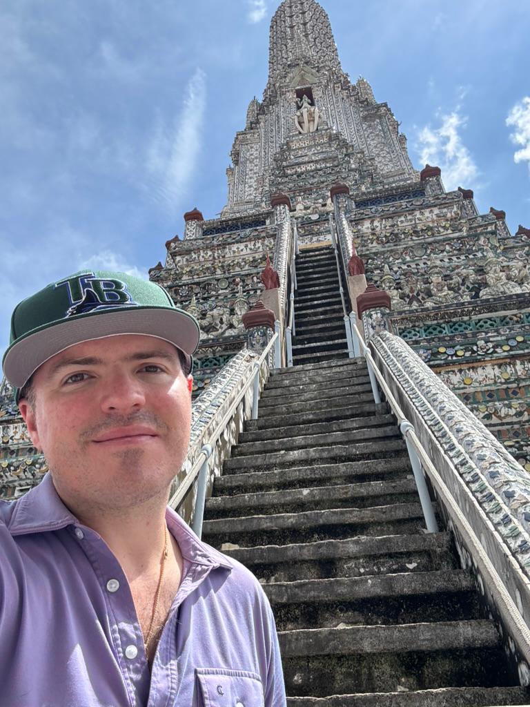 At the foot of Wat Arun’s steep stairway.