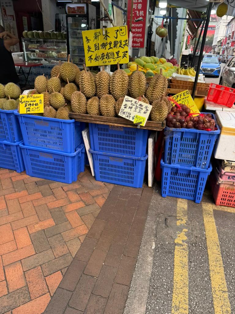 Durian stall in Chinatown, Singapore.