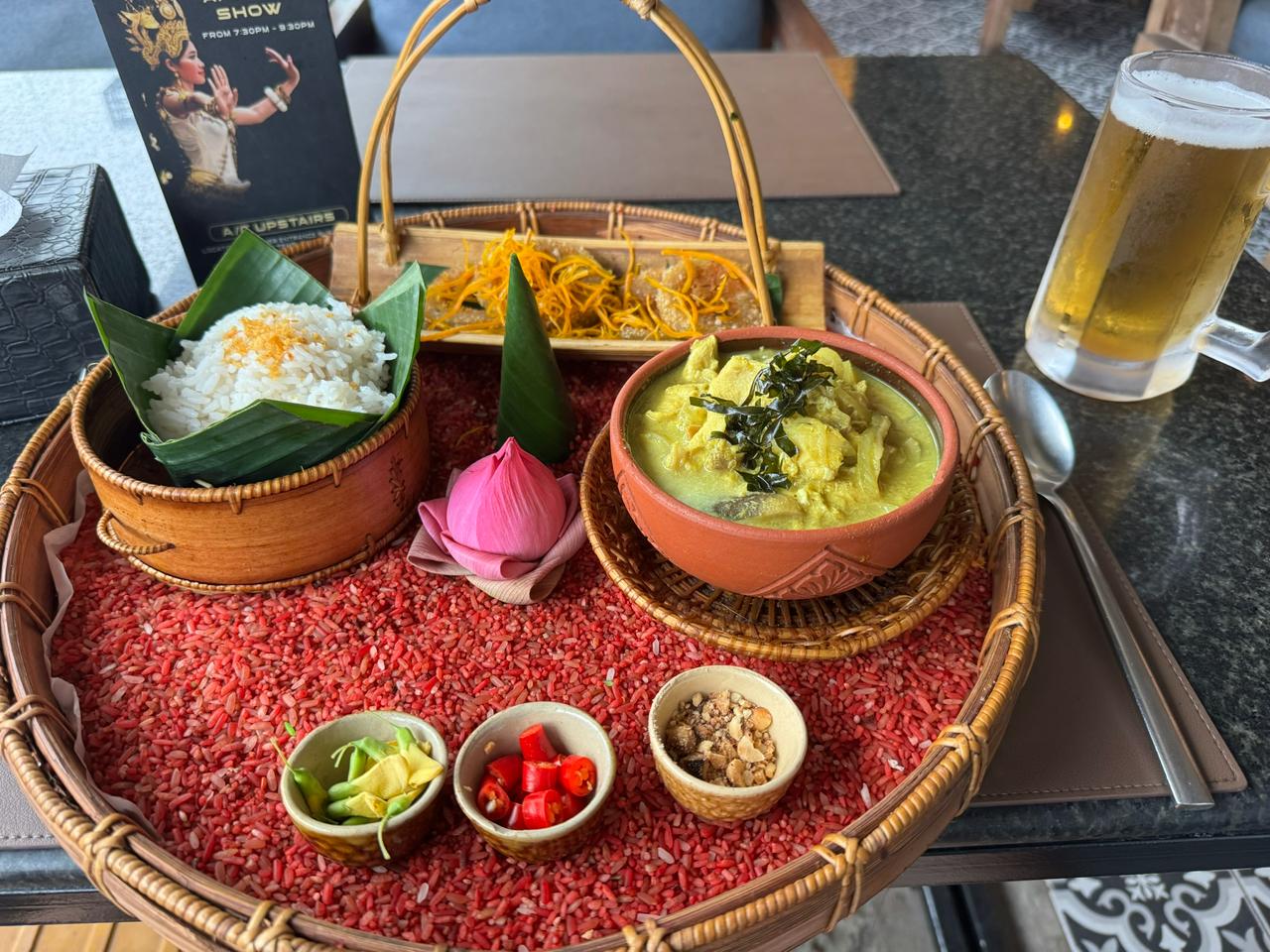 Dinner, curry and rice.